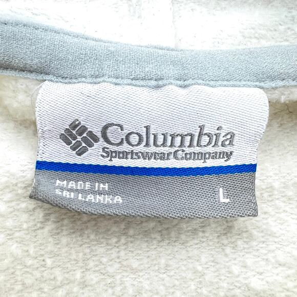 Columbia Hooded Pullover Cream Kangaroo Pocket Thumb Holes Size L - Picture 7 of 9